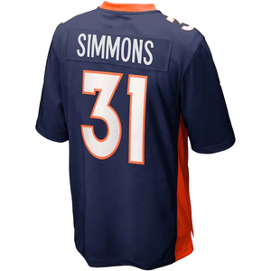 Broncoss kaus Jersey jahit XL sepak bola Amerika menampilkan 7 # Elway 3 # Wilson 10 # Jeudy 14 # rantai 18 # Manning 30 # Davis - Product Image 3