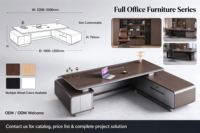 Bureau de direction moderne de luxe, mobilier de bureau, tables de bureau avec armoire latérale, serrure à code et éclairage LED pour bureau de PDG