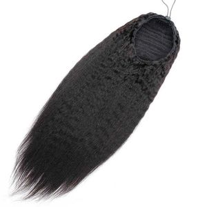 100% tóc con người Trinh Nữ đuôi đuôi tóc mở rộng đôi rút ra tự nhiên clip trong quấn quanh dây rút tóc đuôi ngựa - Product Image 6