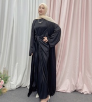 Costume deux pièces personnalisé de couleur unie de dubaï turquie LR514 Robes musulmanes islamiques pour femmes