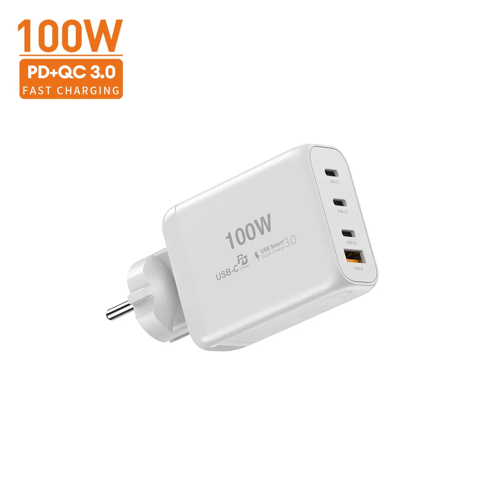 120W super fast charging UK US EU plug single usb-A & 3 type C laptop phone PD travel Gan wall charger 100w for Iphone