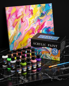 24 Colors Acrylic Paint Set Non-Toxic 30ml for <b>Canvas</b> Wood Rock Fabric Art Supplies Wholesale - Product Image 1