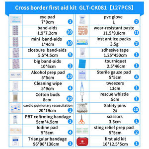 Kit de Primeros Auxilios para Viajes y Campamento al Aire Libre, 24 Categorías, 127 Piezas, Kit de Supervivencia de Emergencia Transfronterizo con Equipo de Seguridad y Supervivencia - Product Image 3