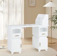 Table à ongles ergonomique réglable avec grande surface de travail et dépoussiéreur intégré pour salons de manucure, salons de beauté et salons de coiffure, en bois