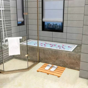 Alfombra de baño de bambú, alfombra de piso a rayas para el hogar y hoteles, alfombra de ducha antideslizante de bambú, alfombra impermeable - Product Image 1