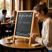 Support d'affichage double face pour tableau noir, tableau noir vertical sur pied pour menu, petit tableau noir en bois pour cafés