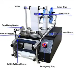 Máquina de rotulagem semiautomática de garrafas redondas de vinho para copos de mesa de vidro plástico pequenos