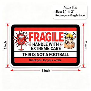 Etichette Adesive Fragile per Spedizioni in Rotolo, 3x2 Pollici, con Disegni di Bicchieri di <span class=keywords><strong>Vino</strong></span>, per Imballaggi E-commerce - Product Image 2
