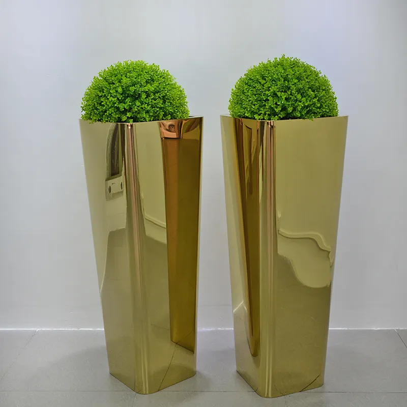 Fashion modern outdoor indoor galvanized square chrome planter box