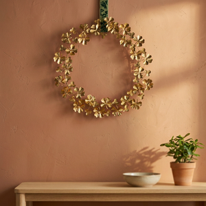 Guirnalda Decorativa Redonda de Metal Hecha a Mano con Flores de Trébol Doradas, Decoración Moderna para Colgar en la Pared del Hogar - Product Image 2