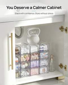 Clear Stackable <b>Storage</b> <b>Drawers</b> Plastic box Makeup <b>Storage</b> boxes - Product Image 4