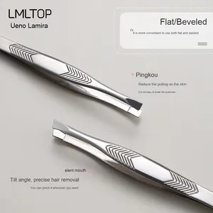 LMLTOP A011, venta al por mayor, pinzas para <span class=keywords><strong>cejas</strong></span> de acero inoxidable, Punta puntiaguda, pinzas para depilación de <span class=keywords><strong>cejas</strong></span>, tipos de punta plana inclinada, herramienta de belleza - Product Image 3