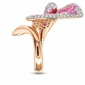 Bijoux en pierres précieuses en livraison directe mondiale, or 18 carats, diamant d'Afrique du Sud, bague en saphir rose naturel pour femmes - Product Image 3
