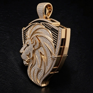 Pendentif personnalisé spécial en moissanite VVS, plaqué or, argent sterling 925, passe le test du diamant, pendentif lion, hip-hop, unisexe - Product Image 3