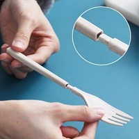 Nouvel ensemble de couverts pliables en paille de blé, couverts portables en plastique, ensemble d'ustensiles de voyage détachables
