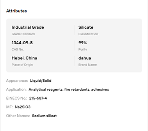 Silicate de sodium Na2SiO3 à 99 % de pureté, verre de silice, liant inorganique solide-liquide, matière première - Product Image 6