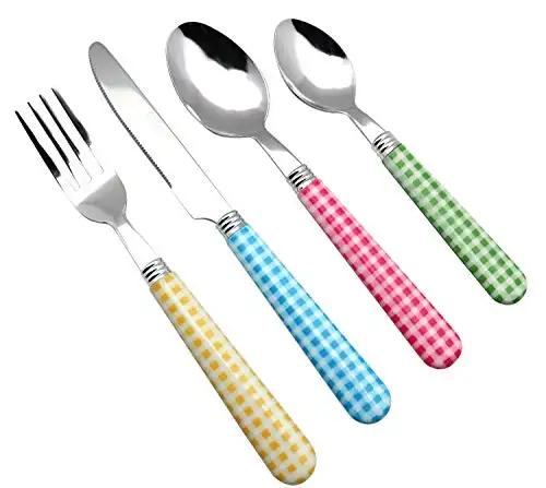 Wholesale Custom Flatware Tableware Plastic Handle Stainless Steel Cutlery Set Stainless Steel Knife Fork Spoon