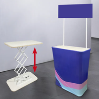 Table de présentation pour salon professionnel, comptoir pliable rectangulaire, table de stand pliable avec éclairage LED