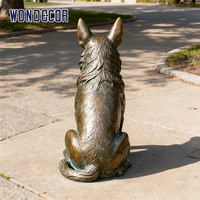 Statue de chien berger en bronze patiné antique, sculpture d'art d'extérieur
