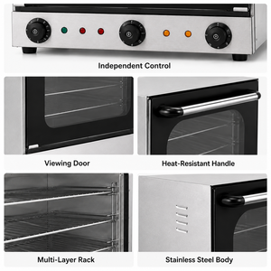 Horno Eléctrico Comercial de Acero Inoxidable con Puerta de Visualización Transparente y Control Independiente para Panadería y Restaurante - Product Image 2