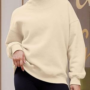 Wholesale 100 Cotton No Pockets Plain <b>Hoodies</b> No String Zip Casual Half-turtleneck Fleece Slit Neckline <b>Hoodies</b> for <b>Woman</b> - Product Image 4