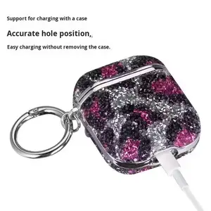Pour <span class=keywords><strong>AirPods</strong></span> Pro étui de protection avec diamant imprimé léopard housse pour écouteurs <span class=keywords><strong>AirPods</strong></span> 3 étui diamants étincelants casque - Product Image 2