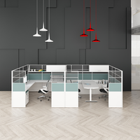 Ensemble complet de mobilier de bureau exécutif moderne convertible, cloison modulaire insonorisée pour poste de travail commercial 6 places