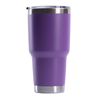 Gobelet isotherme personnalisé 30 oz en acier inoxydable, gravé au laser, couleur violette mate, pour boissons chaudes et froides, vente en gros