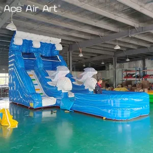인기있는 디자인 맞춤형 풍선 물 슬라이드 돌고래 모양 풍선 슬라이드 아쿠아 파크 놀이터