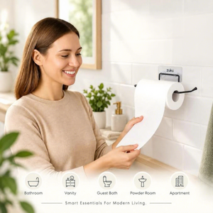 ที่ใส่กระดาษชำระแบบแขวนสีดำพร้อมชั้นวางและที่เก็บม้วนกระดาษสำรอง - Product Image 6