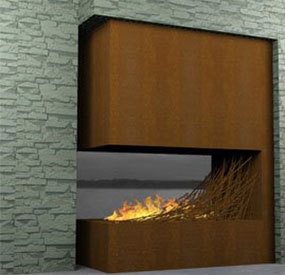 Chimenea Moderna <span class=keywords><strong>de</strong></span> Acero Corten para Exteriores, con Diseño Metálico y Quema <span class=keywords><strong>de</strong></span> <span class=keywords><strong>Leña</strong></span> - Product Image 3