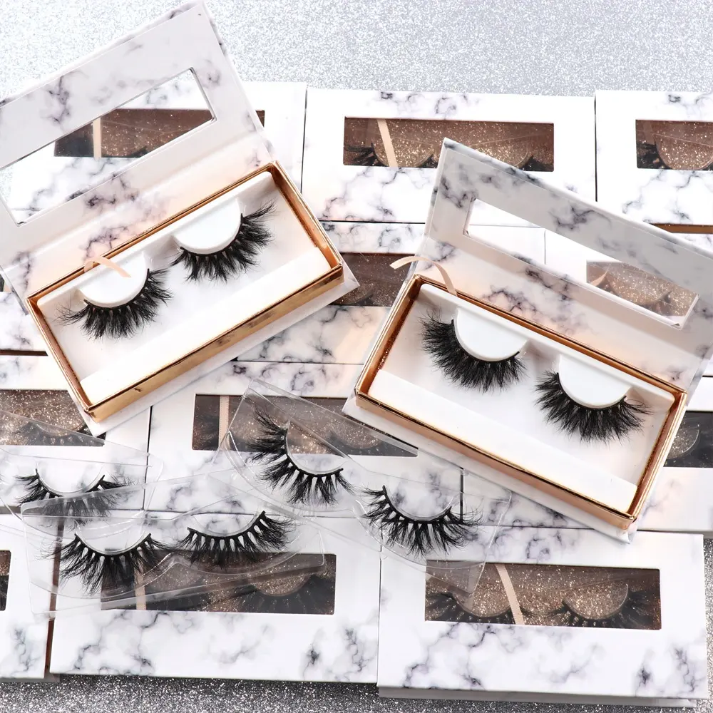 Wholesale Custom Logo Packaging 25MM Mink Eyelash Own Brand Private Label Full Strip 25 MM Real Mink Lashes 3D Mink Eyelashes