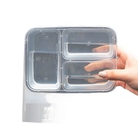 Vente en gros de boîte d'emballage en plastique de qualité alimentaire rectangle à 2 compartiments boîte d'emballage multifonctionnelle pour bento de fruits avec couvercle