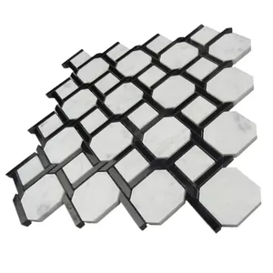 Mixed color white black marble mosaic tiles