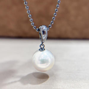 Pendentif en argent S925 31052 avec perles rondes de 10 à 17 mm, accessoires de perles DIY, support vide pour bouton, pendentif pour collier - Product Image 1