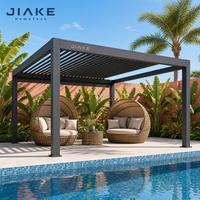 Jiake 6063-T5 Pergola mit Verstellbarem Lamellendach für Außenbereich Wohnbereich Garten Terrasse Pavillon Poolbereich