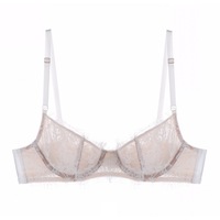 Set Bra dan Panty Renda Baru untuk Wanita, Ultra Tipis Tanpa Jahitan, Set Lingerie Renda Seksi, Bralette dengan Kawat Penyangga, Set Pakaian Dalam T-Back