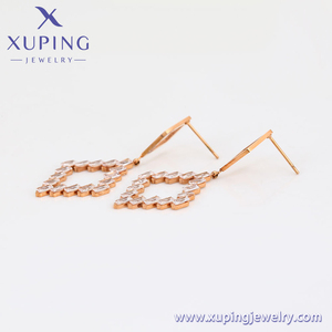81069 XUPING <strong>JEWELRY</strong> Quadrilateral Delicate Charm <strong>Jewelry</strong> with Diamonds Stainless Steel Rose Gold Plated Pendant Earrings - Product Image 4