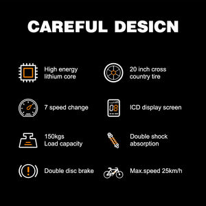 Entrepôt de l'UE 48V 15Ah 250W 20 pouces gros pneu E <span class=keywords><strong>vtt</strong></span> stock américain puissant suspension complète 13Ah 750W adultes hors charge vélo électrique - Product Image 3