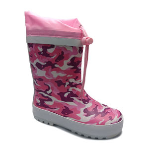 Bottes de pluie imprimées imperméables pour enfants avec cordon de serrage réglable, doublure en coton et semelle intérieure en EVA pour les journées fraîches <span class=keywords><strong>d</strong></span>'automne - Product Image 4