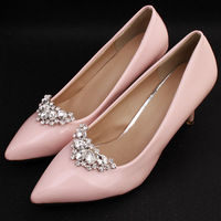 Chaussures de mariée détachables avec boucle à talon haut, accessoire de chaussures à fleurs, chaussures de mariage en métal et strass, boucle à clip