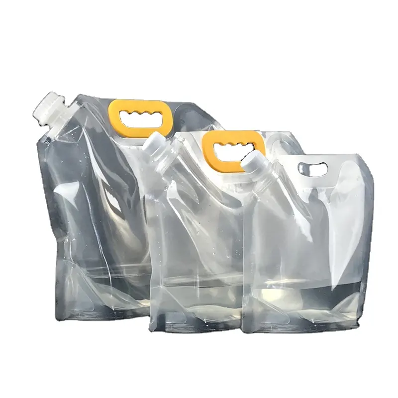 Çevre dostu taşınabilir büyük kalibreli emzik torbası 5l plastik su ayakta duran torba sıvı özel içecek kese içecek çantası emzik ile