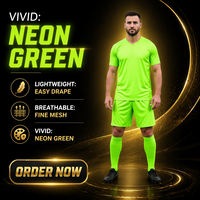Tela Jersey Verde Fluorescente 100% Poliéster de Secado Rápido, Tejido Deportivo para Camisetas y Uniformes de Fútbol
