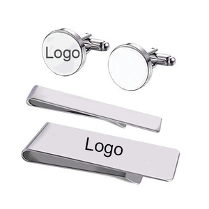 Tùy chỉnh Bạc Khuy măng sét hộp thép không gỉ thăng hoa Cuff liên kết Skinny trống phụ nữ và đinh tán cho nam giới Khuy măng sét và tie clip - Product Image 2