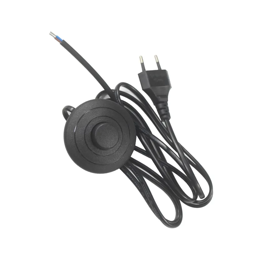 1,5 M 0,75mm schwarz Kupfer Salz lampe 2 Pin European Dimmer Eu Dimmbar Europa Euro Netz kabel Stecker Kabel mit Fuß schalter