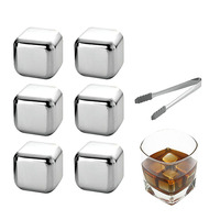 6 pièces/ensemble de glaçons en acier inoxydable pierres de refroidissement réutilisables pour le whisky et le vin gardez votre boisson au frais plus longtemps