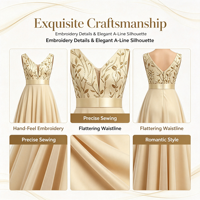 Robe de soirée longue pour femme, sans manches, col en V, broderie de sequins, en tulle, avec ceinture en satin, coupe trapèze, style Empire drapé