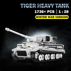 Modèle de char lourd allemand Tiger 12GO 97001 de la Seconde Guerre mondiale avec figurines, jouets de char de combat, cadeaux, ensembles de blocs de construction de 1802 pièces - Product Image 2