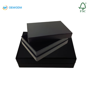 Logo personnalisé petite boîte cadeau noire de haute qualité Boîte de papier d'emballage supérieur et inférieur avec couvercle - Product Image 1