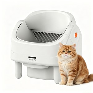Vente d'équipements sanitaires pour animaux de compagnie : Bac à litière automatique 75L rond à ouverture supérieure, nettoyage automatique par application, contrôle des odeurs, grande capacité. - Product Image 1